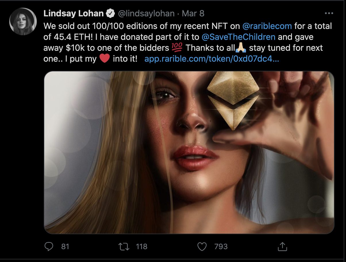 Lindsay Lohan NFT Tweet